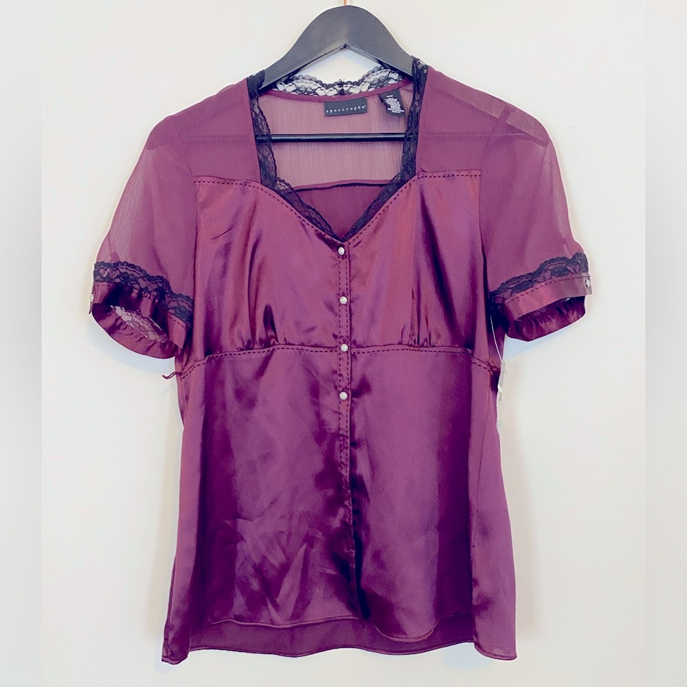 New. Vintage Apostrophe blouse. Wine, deep purple. Medium. Gothcore. Fairycore.